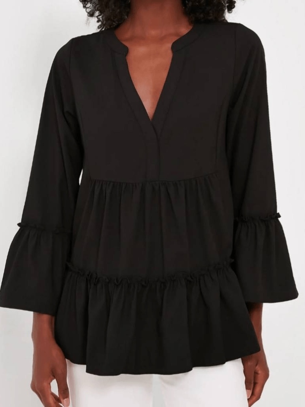 Pomander Place Tuckernuck Kenzo Black Tiered Bell Sleeve Top XS